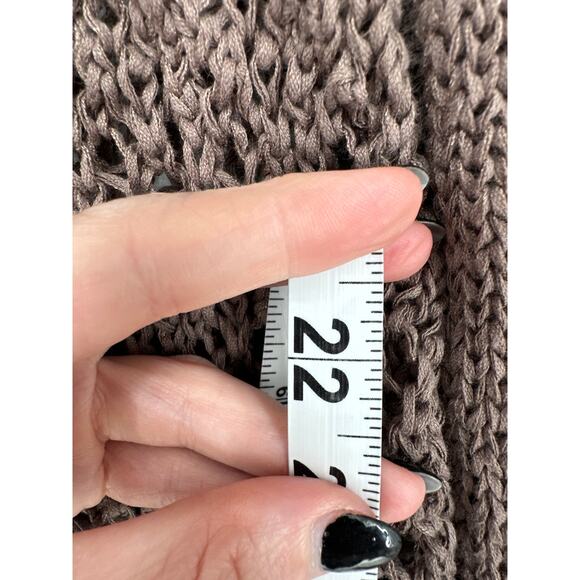 Coldwater Creek Cardigan Sweater Womens 1X Brown Open Knit Crop Beachy Boho - Picture 5 of 6